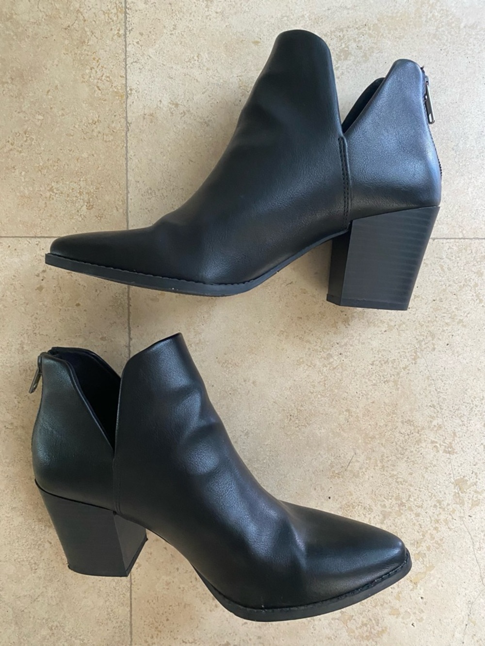 Sun + Stone Elizaa Black Faux Leather Booties